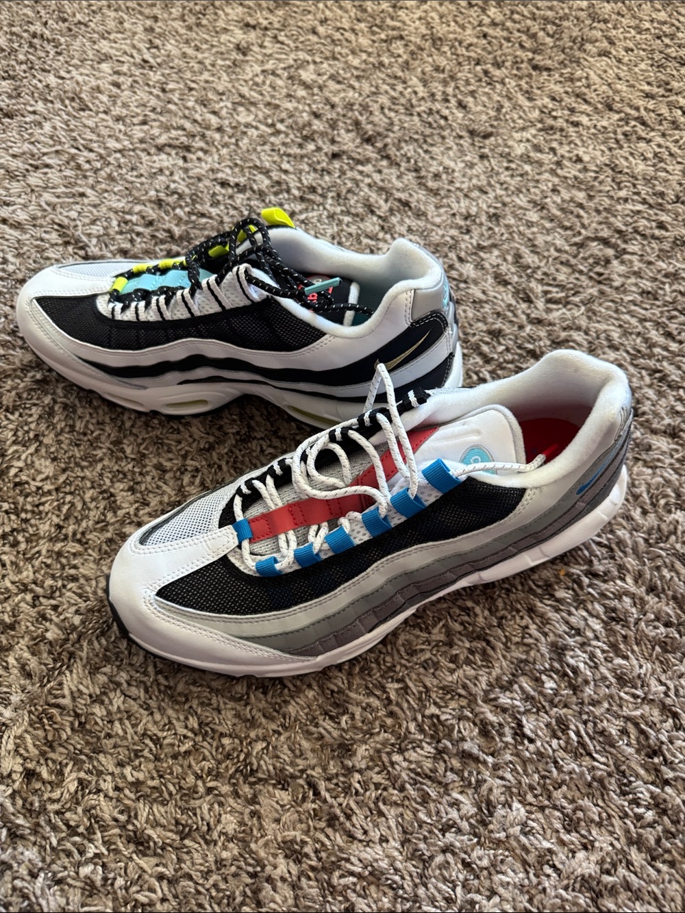 Nike Men's White, Black & Gray Sneakers with Red and Blue Details